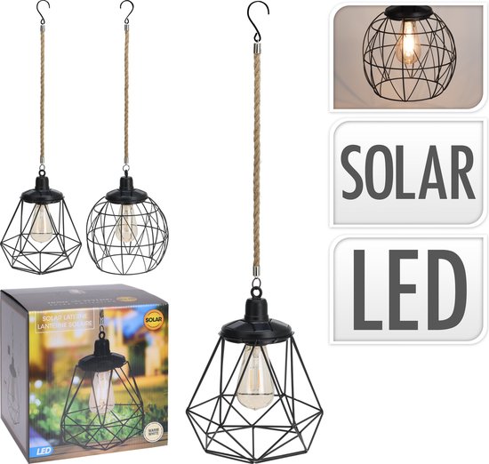 Home & Styling - Solar buiten hanglamp - Zwarte metalen industriële look -  LED | bol.com