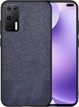 Huawei P40 Pro Backcover - Donkerblauw - Stof textuur canvas