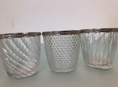 Glazen set met zilveren rand ( 3 stuks )