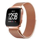 Milanees Smartwatch bandje - Geschikt voor  Fitbit Versa / Versa 2 Milanese band - rosé goud - Maat: L - Horlogeband / Polsband / Armband
