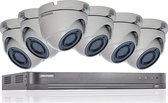 HIKVISION 5MP CCTV BEVEILIGINGSSYSTEEM 4K DVR 8CH H.265 + HIK 5 MP 2.8MM 6X CAMERA'S BUITEN NACHTZICHT KIT DS-7208HUHI-K1 DS-2CE56H1T-ITM - Witte camera - 2TB HDD