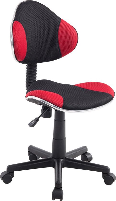 Bureaustoel - Bureaustoelen voor volwassenen - Design - In hoogte verstelbaar - Stof - Rood/zwart - 45x43x125 cm