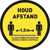 Waarschuwingssticker - Houd Afstand - rond - 400 mm - vloersticker - antislip - COVID-19 - Corona