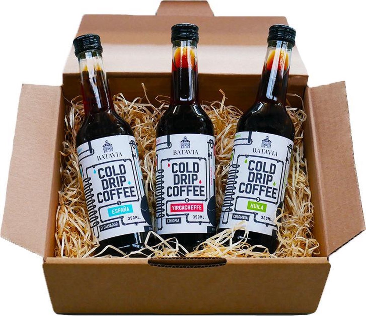 Batavia Cold Drip Coffee geschenkverpakking - 3 x 350ml - single origin cold drip coffees in geschenkverpakking - het meer smaakvolle alternatief voor cold brew koffie