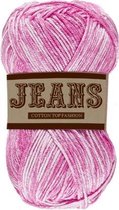 Lammy yarns Jeans gemeleerd katoen garen - roze met wit (02) - naald 3,5 a 4mm