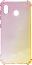ADEL Siliconen Back Cover Softcase Hoesje Geschikt Voor Samsung Galaxy A20e - Kleurovergang Roze en Geel