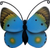 Handgemaakte Houten Vlinder (Blauw/Geel)