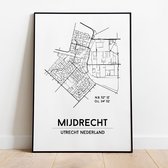 Mijdrecht city poster, A4 zonder lijst, plattegrond poster, woonplaatsposter, woonposter