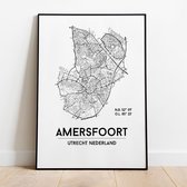 Amersfoort city poster, A3 zonder lijst, plattegrond poster, woonplaatsposter, woonposter