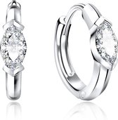 Joy|S - Zilveren 11 mm elegance oorringen ovaal zirkoon