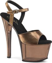 Pleaser Sandaal met enkelband, Paaldans schoenen -38 Shoes- SKY-308WHG Paaldans schoenen Zwart/Rood