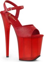 Pleaser Sandaal met enkelband, Paaldans schoenen -39 Shoes- FLAMINGO-809T Paaldans schoenen Rood
