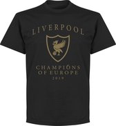 Liverpool Champions Of Europe 2019 Logo T-Shirt - Zwart  - XXXL