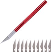 Scalpel - Hobbymes - Scalpel mesjes - Roestvrijstaal Hobbymes - Precisie Gereedschap - Met 10 gratis mesjes - Rood