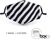 Mondkapje 100% katoen - Zwart/Wit - Uitwasbaar - Verstelbaar - Elastiek - Comfortabel - Fashion masker - Incl. filters
