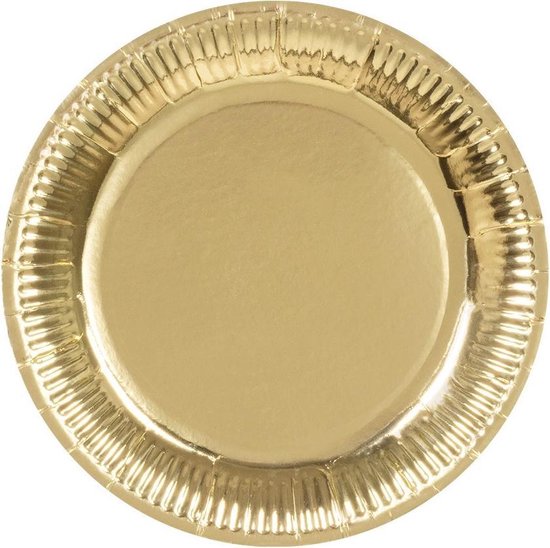 6x Assiettes de fête dorées en carton 23 cm - Assiettes jetables