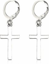 Fako Bijoux® - Boucles d'oreilles - Ring avec croix - Argenté