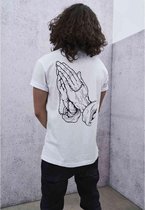 Mister Tee Heren Tshirt -S- Pray Hands Wit