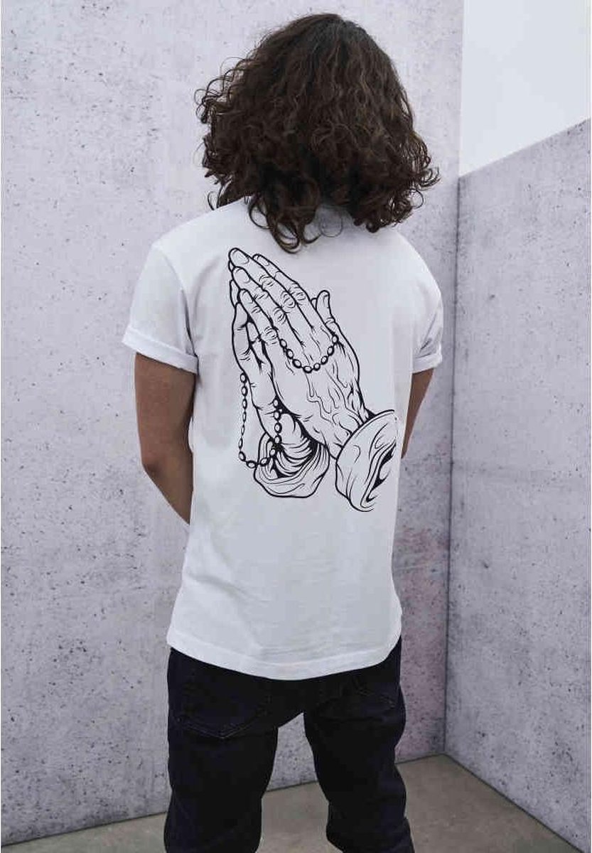 Mister Tee Pray Hands Heren T-shirt S Wit