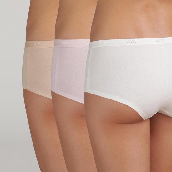 Dim Slip Les Pockets Ecodim In Cotone Comfort Donna - Confezione Da 3, Colori Pelle/Rosa/Perla, Taglia XL - 3