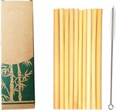 Bamboe rietjes 10 stuks met schoonmaakborstel | Bamboo straws with cleaning brush | Bamboe rietjes | Rietjes drinken | Bamboo Gezond | Riet | Bamboe rietjes voor drinken | Bamboo Life | Bamboo voor Nature | Natural Straws | Naturel Rietjes