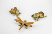 Van Manen - aluminium sculpturen - insecten - set van 3 - goud/amber