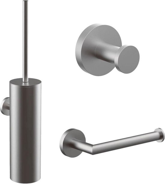 delicatesse boeket belasting Diamond Line Rondo -Toilet Accessoires Set - RVS Look - Toiletborstel met  Houder -... | bol.com