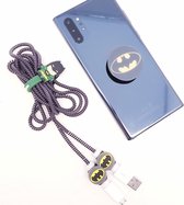 Kabel beschermer - Cable protector Telefoonbutton/ Telefoonhouder 8 delig voor smartphone oplader/charger Batman
