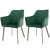 Fraaai® eetkamerstoel Damon - stoel - industrieel - velvet - velours - metaal - groen - set van 2