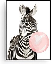 Paint by number voor volwassenen – schilderen op nummer – Zebra met kauwgom – dieren – diy – zonder frame - 40x50cm