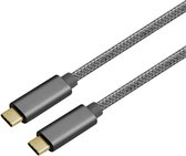 NÖRDIC USBC-N1016, stoffen USB-C naar USB-C kabel, USB 3.1 Gen2 100W 5A PD, 0.5 meter, Space Grey