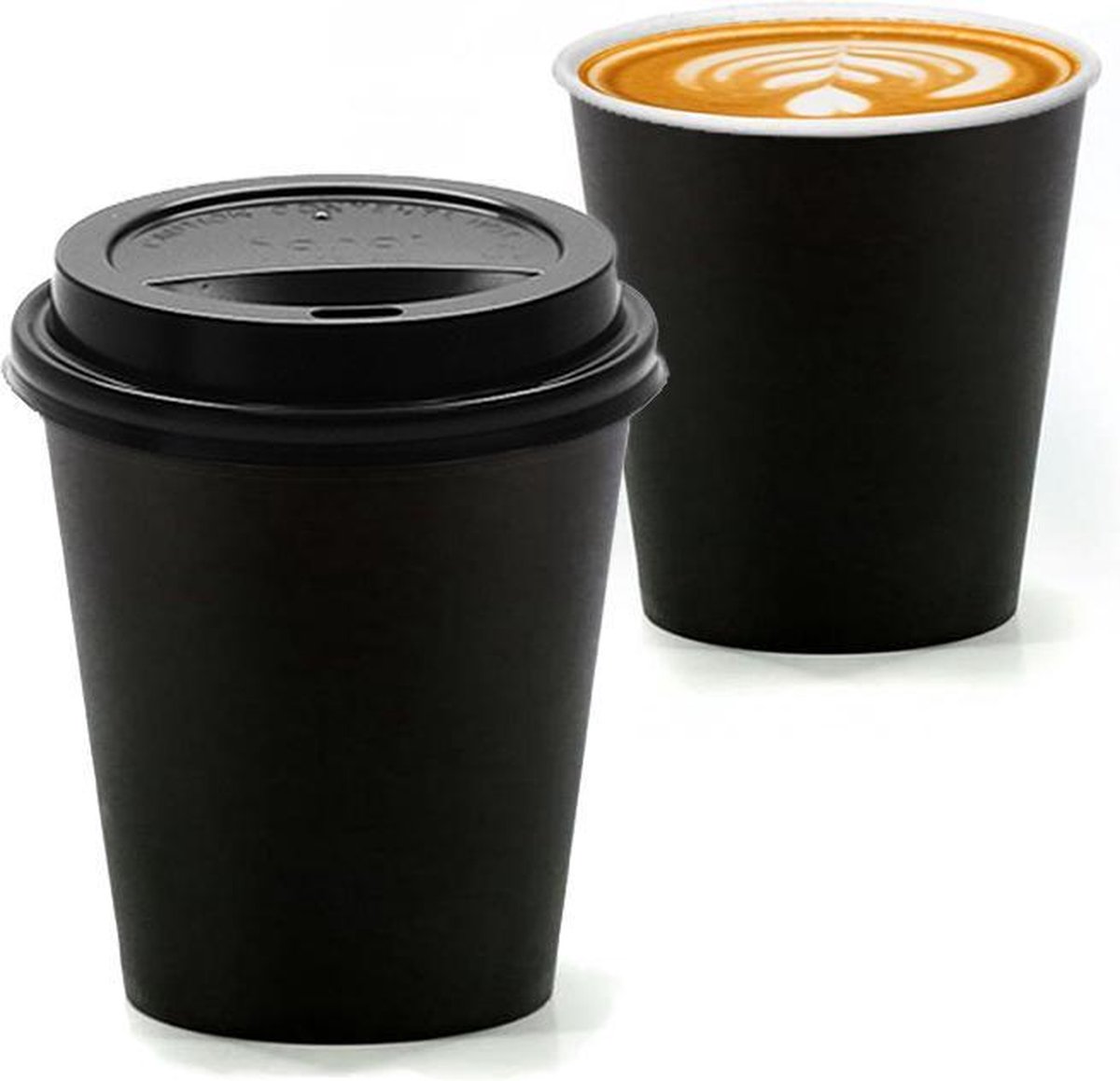 Zwarte 177 ml kartonnen bekers voor koffie - inclusief deksel - 100 stuks