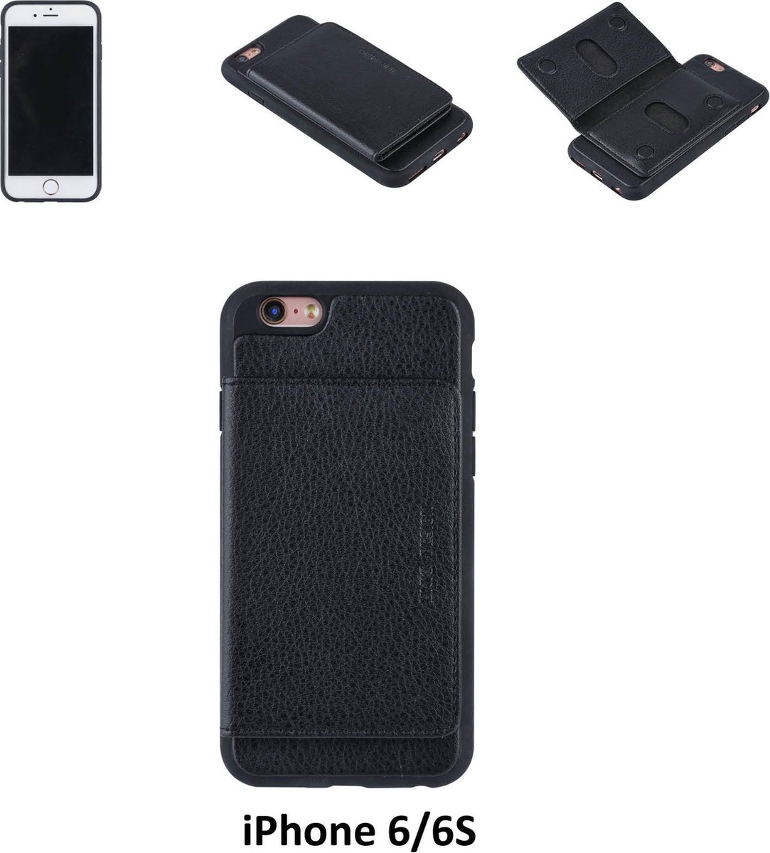 UNIQ Accessory iPhone 6/6S Kunstleer Backcover hoesje - Zwart