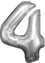 Amscan Folieballon Cijfer 4 Junior 66 X 88 Cm Zilver
