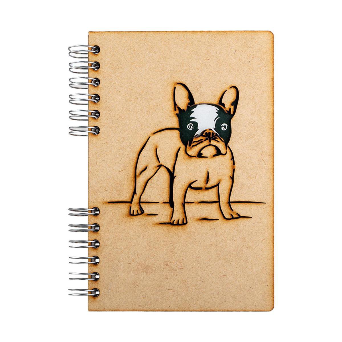KOMONI - Duurzaam houten Notitieboek - Dagboek - Gerecycled papier - Navulbaar - A5 - Gelinieerd - Hondje