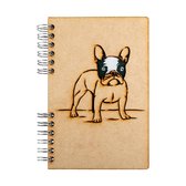 KOMONI - Duurzaam houten Notitieboek - Dagboek -  Gerecycled papier - Navulbaar -  A5 - Gelinieerd -  Hondje