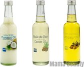 Yari 100% Pure Coconut Oil + Pure Castor Oil +Natural Argan Oil 3 pc SET
