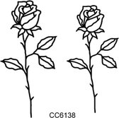 Temporary tattoo | tijdelijke tattoo | fake tattoo | zwarte lijntekening van 2 rozen | 60 x 60 mm