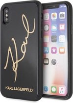 Zwart hoesje van Karl Lagerfeld - Backcover - Double Layer Glitter - iPhone X-Xs - Karl Signature