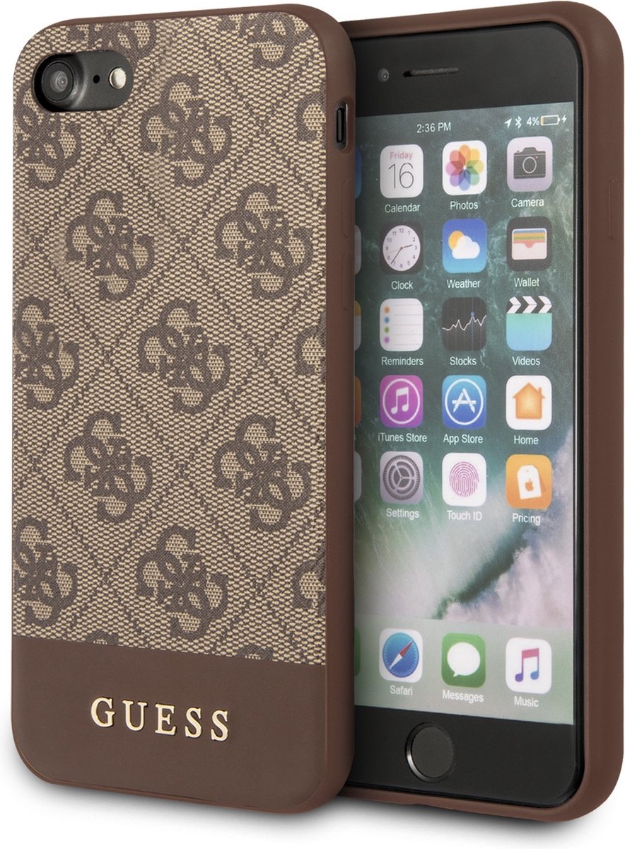iPhone SE (2020)/8/7/6s/6 Backcase hoesje - Guess - Effen Bruin - Kunstleer