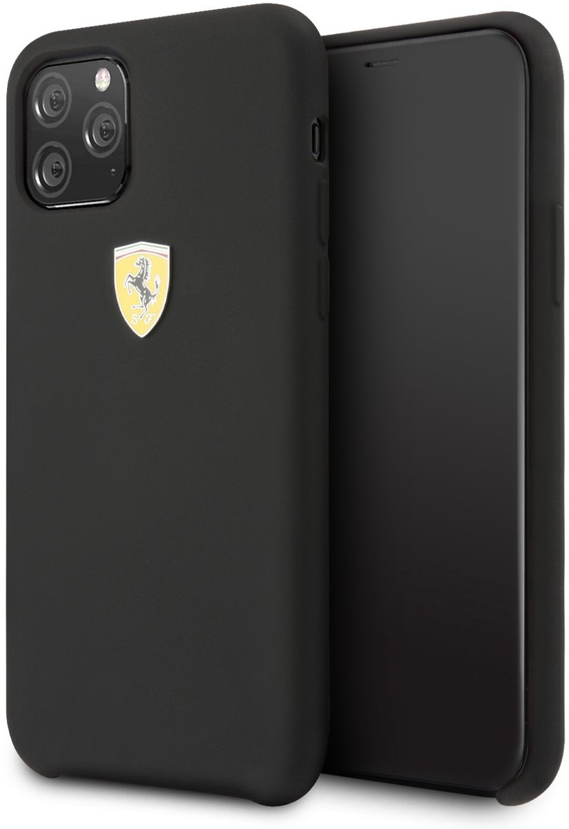 iPhone 11 Pro Backcase hoesje - Ferrari - Effen Zwart - Silicone