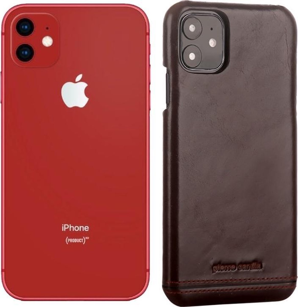 DonkerBruin hoesje van Pierre Cardin - Backcover - iPhone 11 - Genuine leather - Echt Leer
