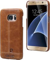 Bruin hoesje van Pierre Cardin - Backcover - Stijlvol - Leer - Galaxy S7 - Luxe cover