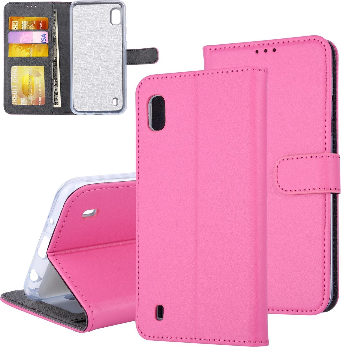Felroze hoesje Samsung Galaxy A10 (2019) Book Case - Pasjeshouder - Magneetsluiting (A105F)