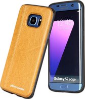 Geel hoesje van Pierre Cardin - Backcover - Stijlvol - Leer - Galaxy S7 Edge - Luxe cover