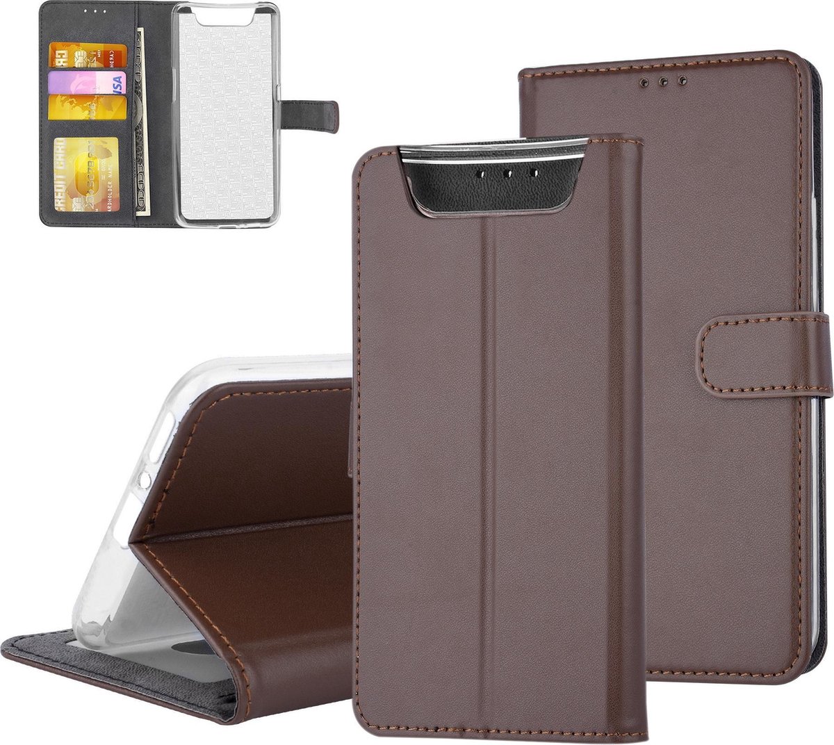 Bruin hoesje Samsung Galaxy A80 - Book Case - Pasjeshouder - Magneetsluiting (A805F)