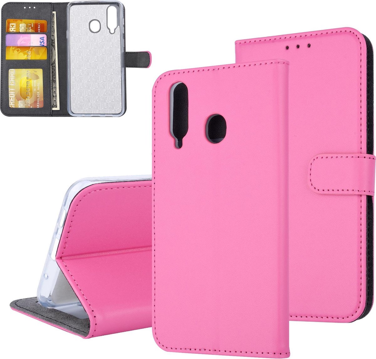 Felroze hoesje Samsung Galaxy A8s Book Case - Pasjeshouder - Magneetsluiting