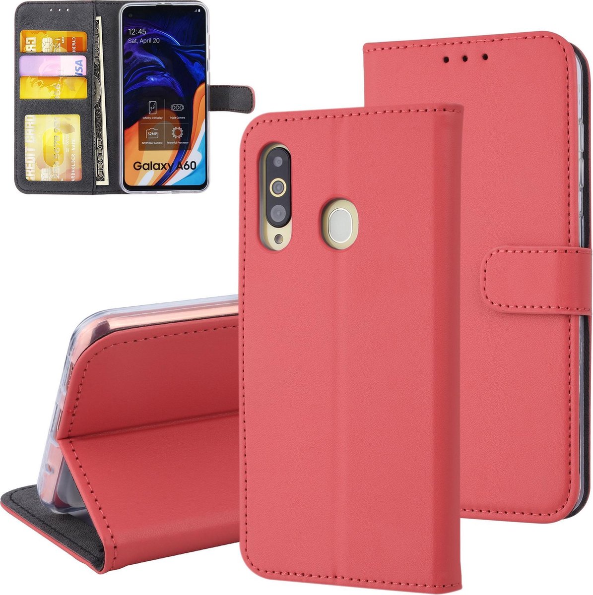 Rood hoesje Samsung Galaxy A60 - Book Case - Pasjeshouder - Magneetsluiting (A606F)
