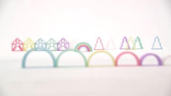 dëna 6-delige Speelgoedset Pastel regenboog silicone