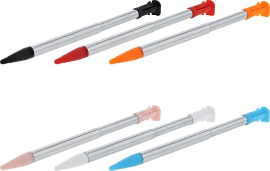 6x Inschuifbare Metalen Stylus Pen geschikt voor Nintendo 2DS XL